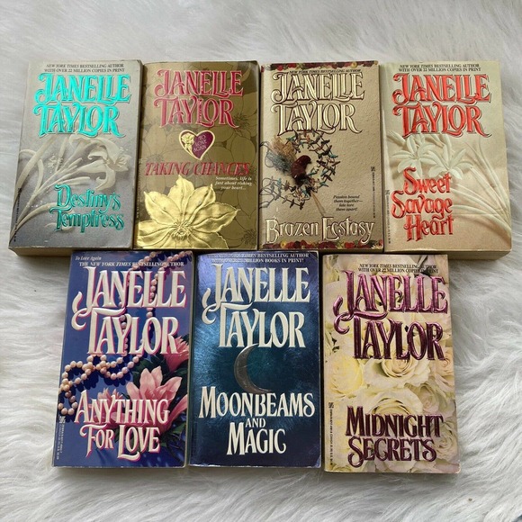 Janelle Taylor Romance Novel Bundle 7 Vintage Anything for Love Brazen Ecstasy - Picture 1 of 6
